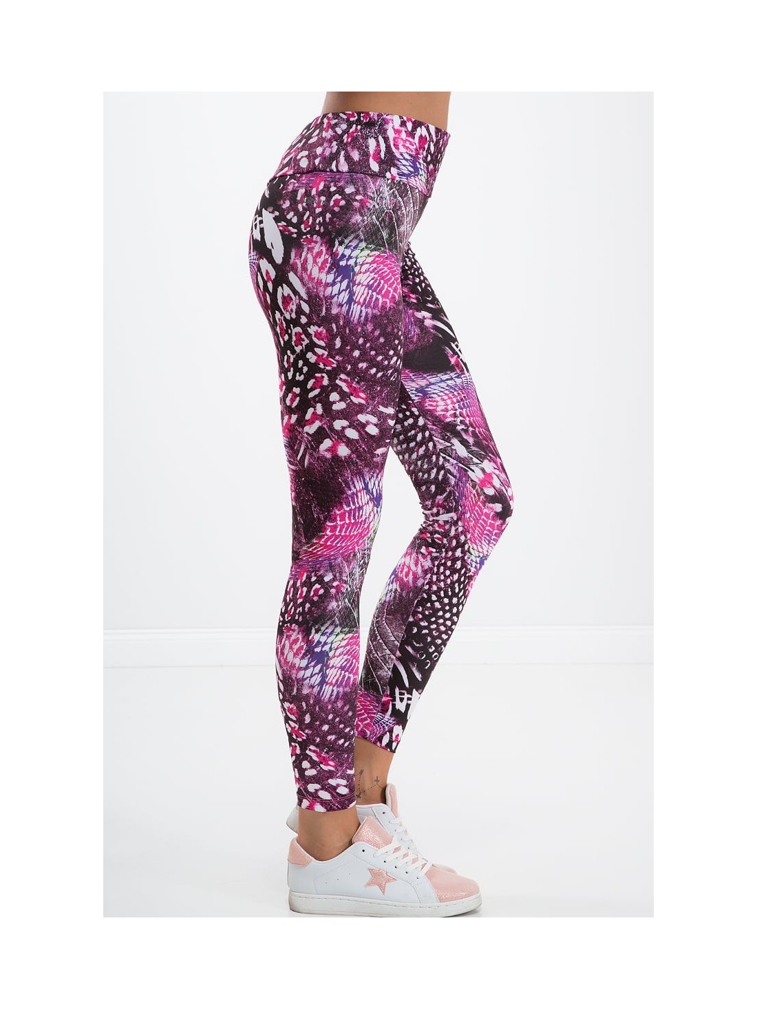 Amaranth sports leggings with patterns H1001 - Online store - Boutique